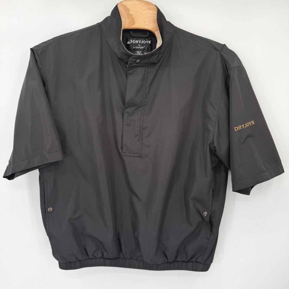 FootJoy Windbreaker Mens XL Black DryJoys Short Sleeve‎ Pullover Golf Jacket